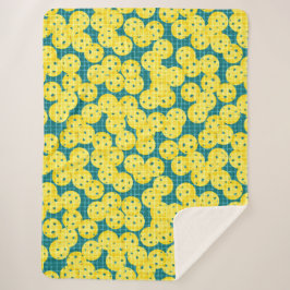 Pickleball is Life - Geel op Blauwgroen Sherpa Deken