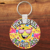 Pickleball is mijn gelukkige plek, glimlachend Pic Sleutelhanger (Voorkant)