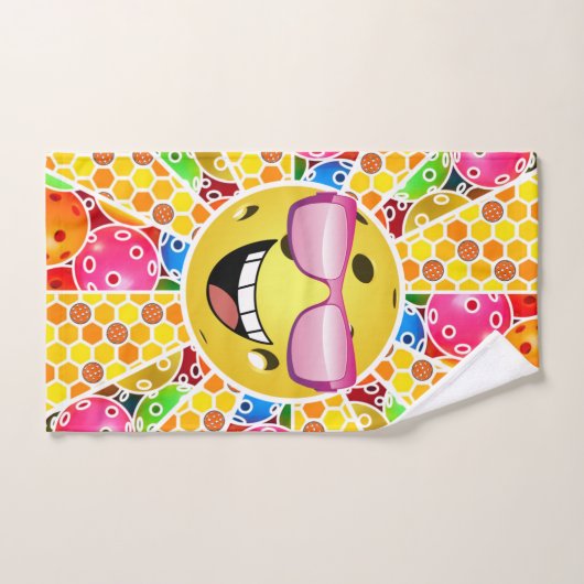 Pickleball is mijn gelukkige plek - kleurrijke afb handdoek (Handdoek)