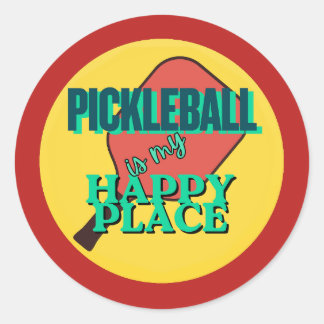 Pickleball is mijn geluksplek humor ronde sticker