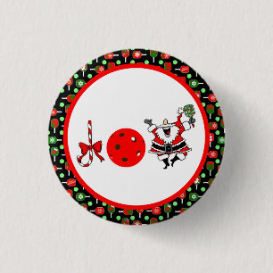 Pickleball Joy Christmas Party Rood Groen Zwart Ronde Button 3,2 Cm