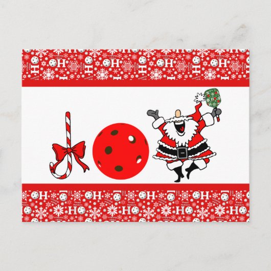 Pickleball Joy Kerst Rood en Wit Kerstman Briefkaart (Voorkant)