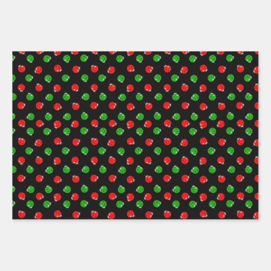 Pickleball Joy Kerstcadeaus Rood Groen Zwart Inpakpapier Vel (Voorkant)