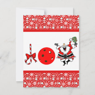 Pickleball Joy Kerstfeest Rood en Wit Kerstman Kaart