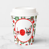Pickleball Joy Kerstfeest Rood Groen Paddles Papieren Bekers (Voorkant)