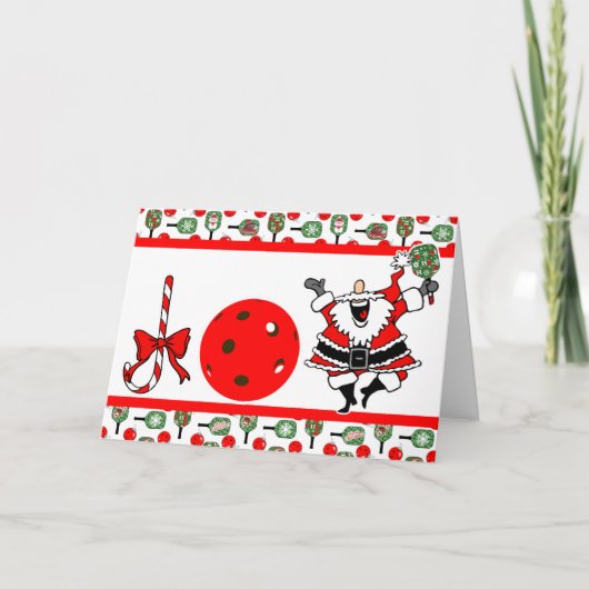 Pickleball Joy Kerstfeest Santa Paddles Bedankkaart (Voorkant)