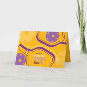 Pickleball Joyeux Anniversaire Jaune Carte Personn