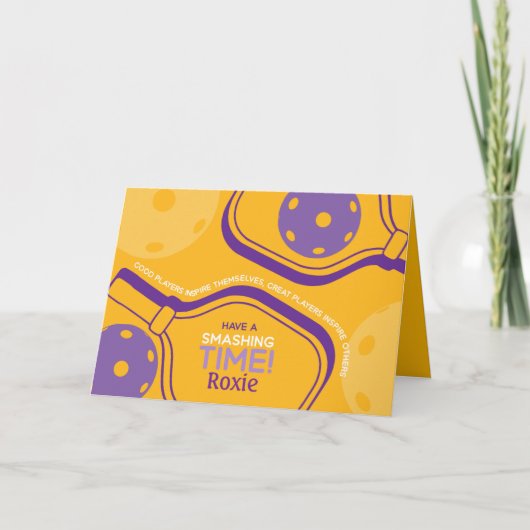 Pickleball Joyeux Anniversaire Jaune Carte Personn (Devant)