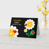 Pickleball Joyeux Anniversaire Noir Carte personna (Fleur jaune)