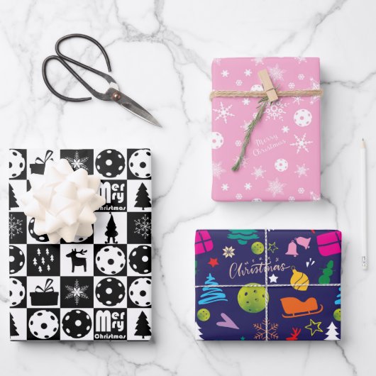  Pickleball 🎄 Joyeux Noël Enveloppement Papier Sh (Recto)