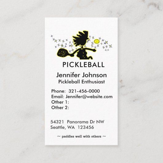 Pickleball Joyful Silhouette Carte de visite (Devant)