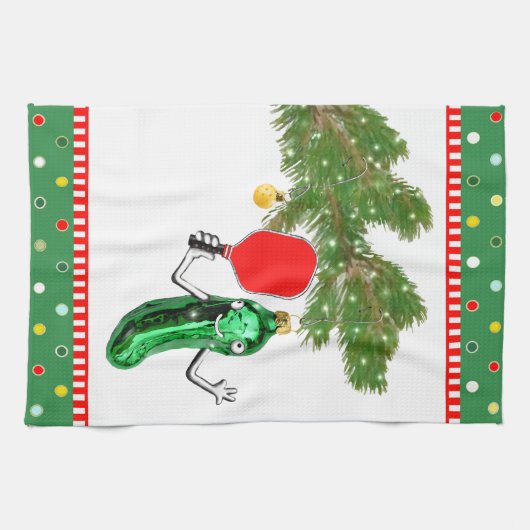 Pickleball kerst theedoek (Horizontaal)