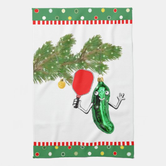 Pickleball Kerstcadeaus Theedoek (Verticaal)
