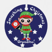 Pickleball-kerstelf, Metaal Ornament (Voorkant)