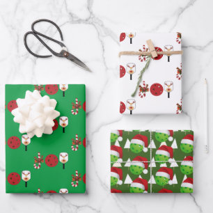 Pickleball-kerstfeest, Candy Cane, Reindeer Inpakpapier Vel