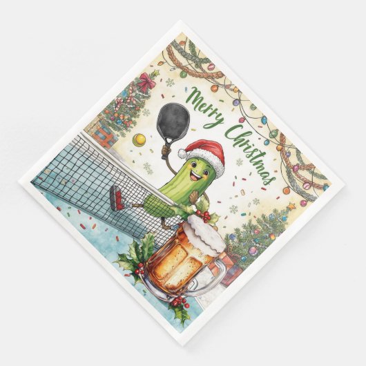 Pickleball kerstfeest met bier servet (Hoek)