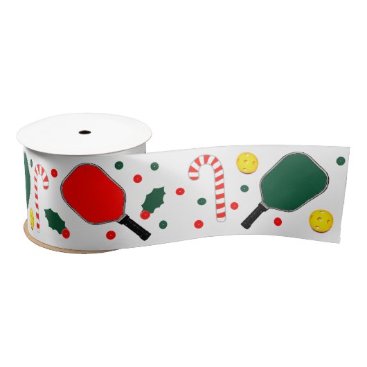 Pickleball Kerstfeestdag cadeaus satin Ribbon Lint (Spoel)