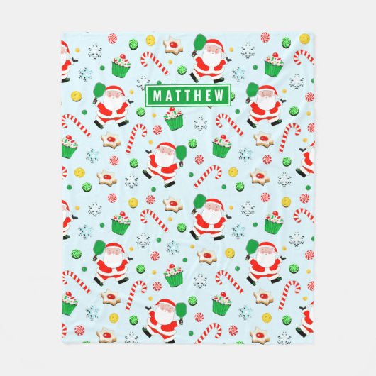 Pickleball Kerstfeestdag Fleece Deken (Voorkant)