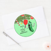 Pickleball Kerstfeestdag Ronde Sticker (Envelop)