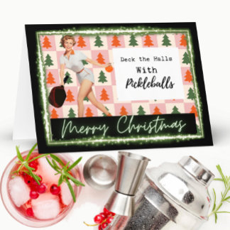 Pickleball Kerstkaart - Grappig - Retro Voor Haar Kaart