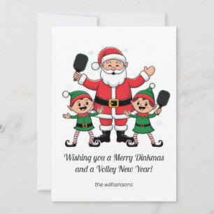 Pickleball Kerstman Elf, Uw aangepaste tekst  Feestdagenkaart