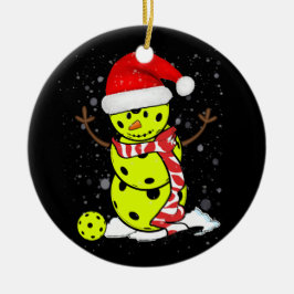 Pickleball-kerstman met Pet van Santa Keramisch Ornament