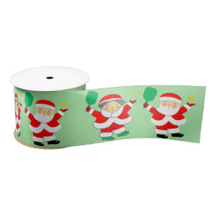 Pickleball Kerstmis Satin Ribbon Lint