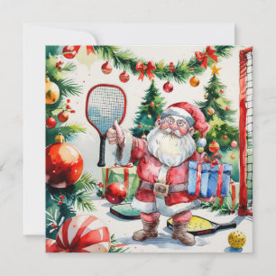 Pickleball Kerstmis thema met de Kerstman Feestdagenkaart