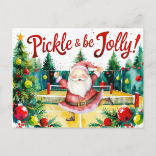 Pickleball Kerstmis thema met de Kerstman Feestdagenkaart