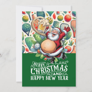 Pickleball Kerstmis thema met de Kerstman Feestdagenkaart