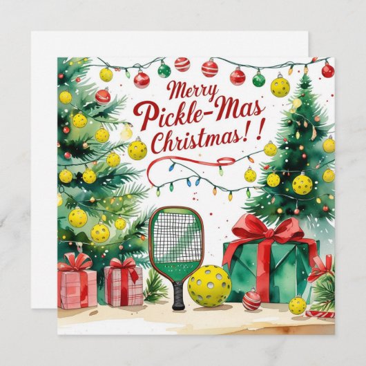 Pickleball Kerstmis thema met de Kerstman Feestdagenkaart (Voorkant / Achterkant)