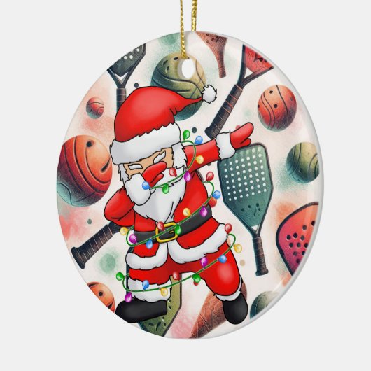 Pickleball Kerstmis thema met de Kerstman Keramisch Ornament (Links)