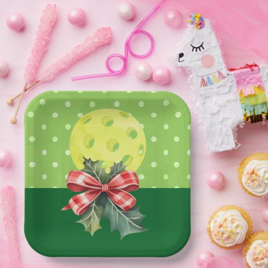 Pickleball kerstthema papieren bordje (Feest)