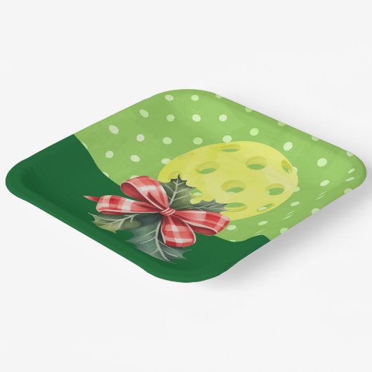 Pickleball kerstthema papieren bordje (Gebogen)