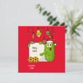 Pickleball kerstthema save the date (Staand voorkant)