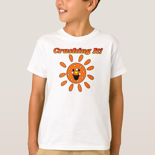 Pickleball-Kind, Crushing it - Oranje zonneschijn T-shirt (Voorkant)
