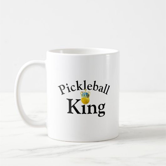 Pickleball King, Gele Pickleball die een kroon dra Koffiemok (Links)