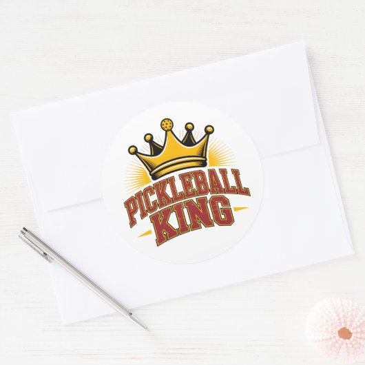 Pickleball King Ronde Sticker (Envelop)