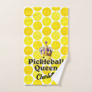 Pickleball Koningin Gele Bal in Kroon Gepersonalis Handdoek