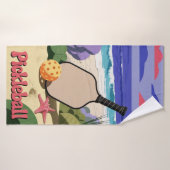 Pickleball kustpeddel scène met zeesterren badhanddoek (Badhanddoek)