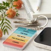 Pickleball Legend Gepersonaliseerde Retro Stripes Sleutelhanger (Voorkant Rechts)