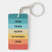 Pickleball Legend Gepersonaliseerde Retro Stripes Sleutelhanger (achterkant)