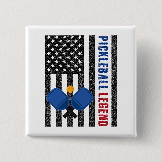 Pickleball Legend USA Vierkante Button 5,1 Cm (Voorkant)