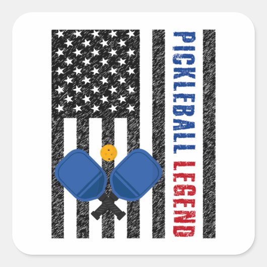 Pickleball Legend USA Vierkante Sticker (Voorkant)