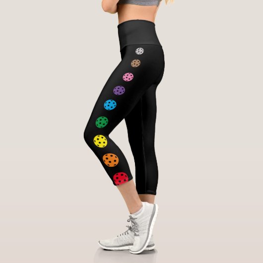 Pickleball Leggings Grey Rainbow Crop Capri (Gauche)