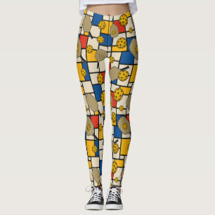 Pickleball Leggings Piet Mondrian Motif