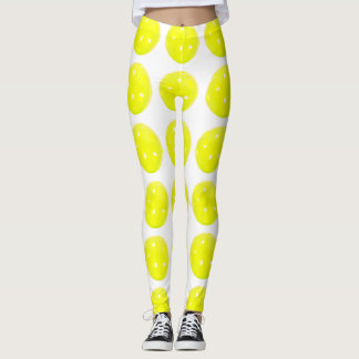 Pickleball Leggings Yellow Ball op White