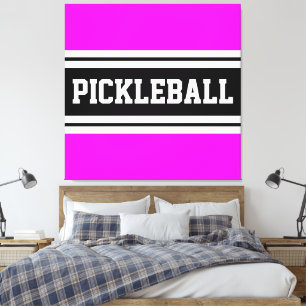 PICKLEBALL Leuk Tropisch Roze Wit Racing Stripes Canvas Afdruk