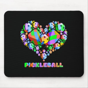 Pickleball-liefde hart grappige kleurrijke paddle muismat
