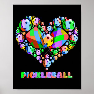 Pickleball liefde hart grappige kleurrijke paddle poster